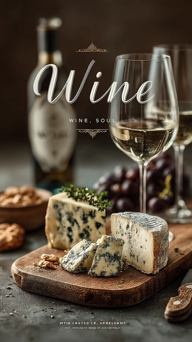 Elegant Winery Logo Design Wine Glasses and Cheese