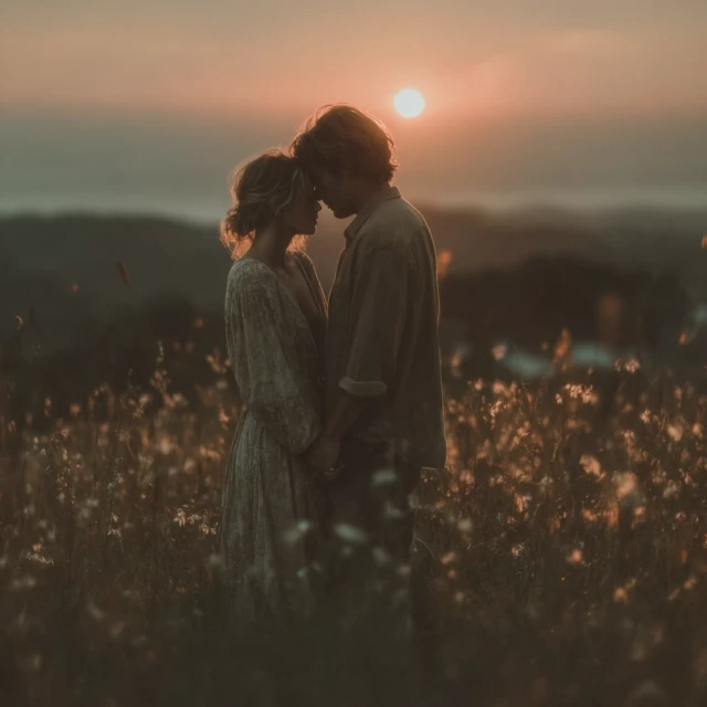Romantic Sunset Silhouette Couple