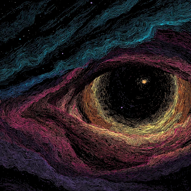 Cosmic Horror Eye Art Digital Glitch Line Art