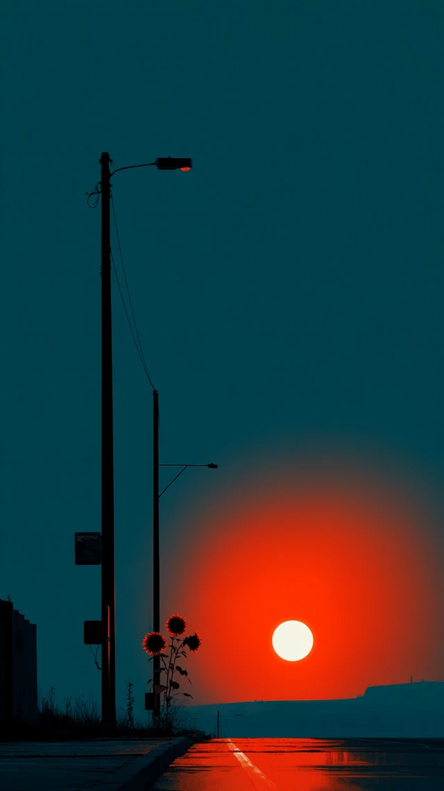 Sunset Sunflowers Summer Mood Minimalist
