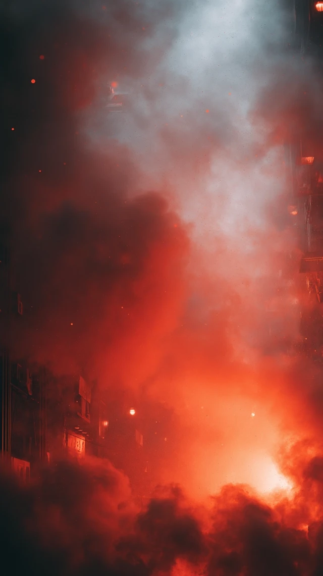 Cyberpunk Red Smoke Cityscape Scene