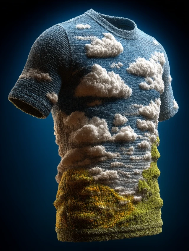 3D Breathing T-Shirt: Blue Sky Design
