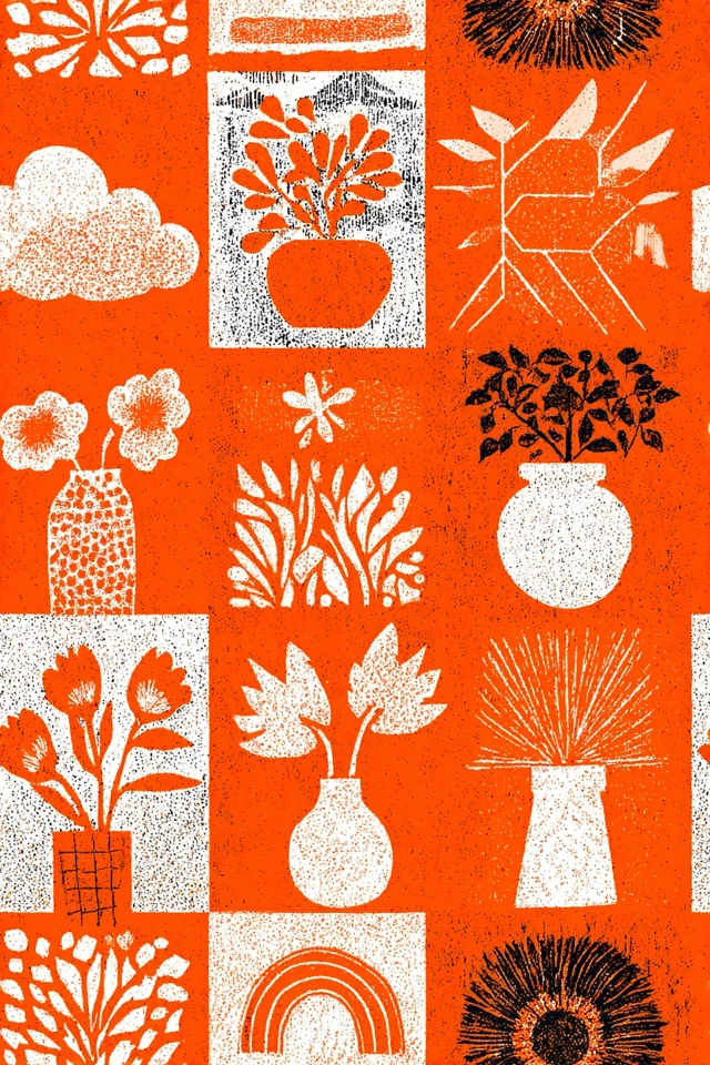 Matisse Inspired Art Colorful Floral Pattern