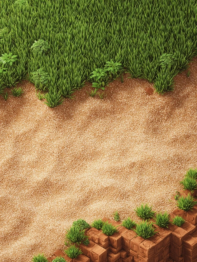 Minecraft Cartoon Background Sand and Grass Top View