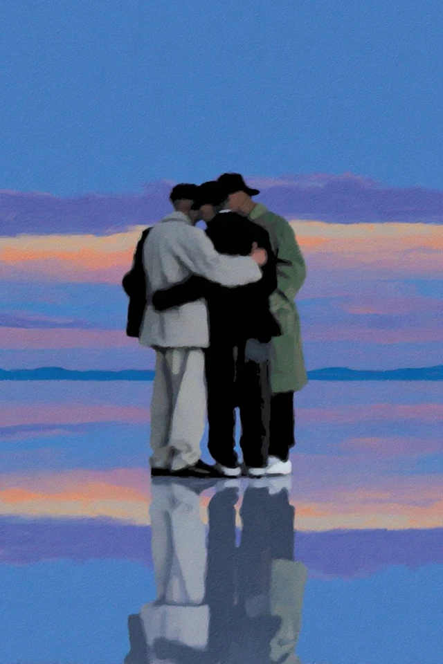 Embraced Silhouettes Abstract Art