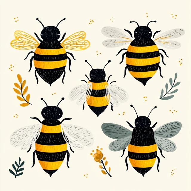 Honey Bee Vector Illustration Doodle Style