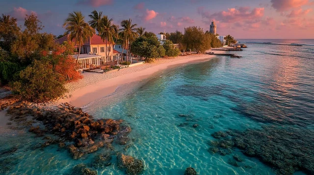 Maldives Drone Sunset Paradise