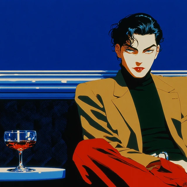 Anime Villain at Cafe Stylish Noir Illustration
