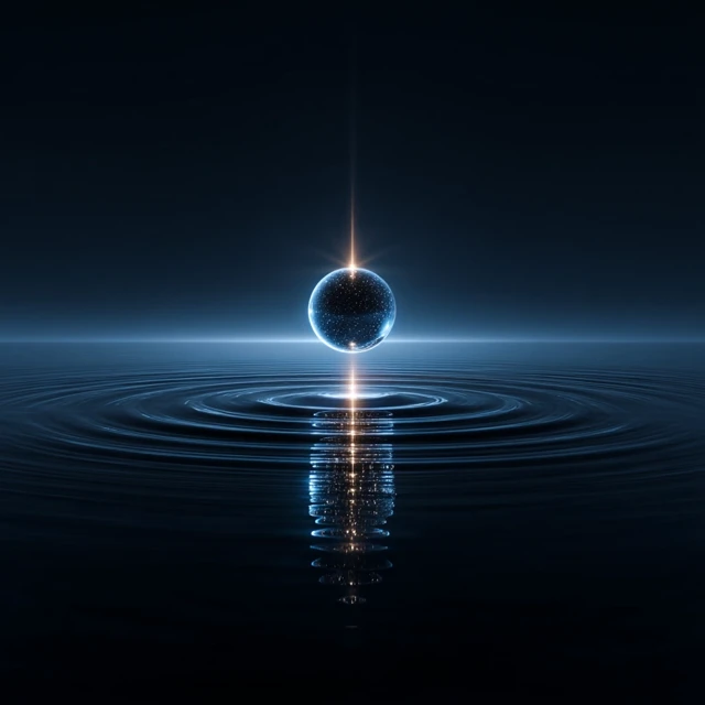Glowing Sphere Over Water Minimalist Icon