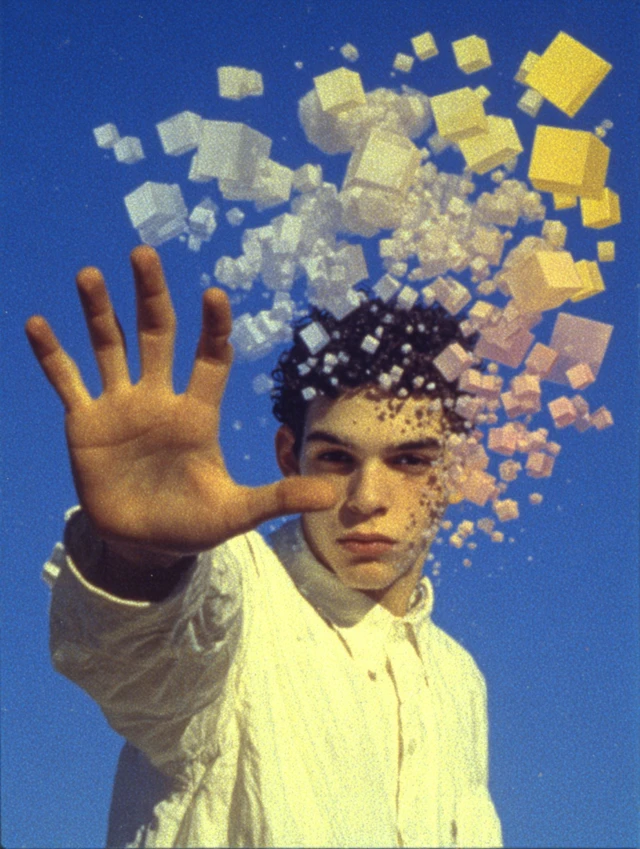 Pixelated Portrait of a Young Man Conceptual Art