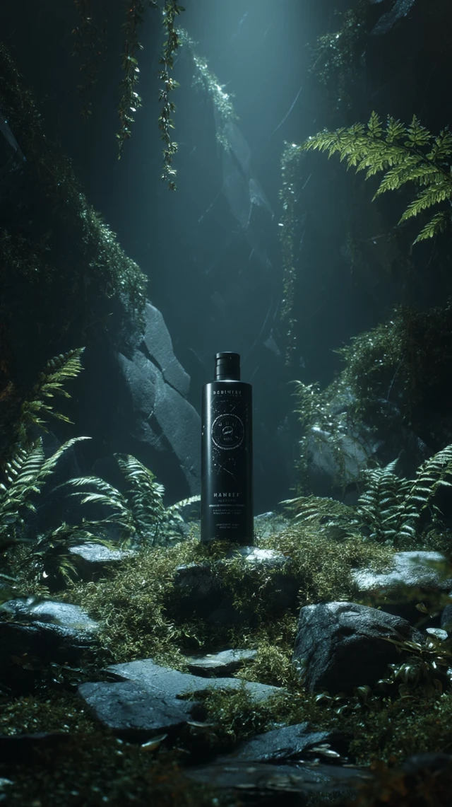 Hair Mask Product Forest Scene with Surreal Lighting