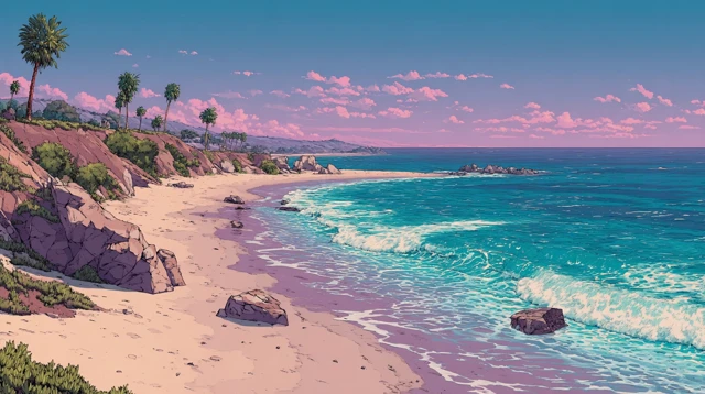 GTA5 Beach Wallpaper Blue Purple Tones Seaside
