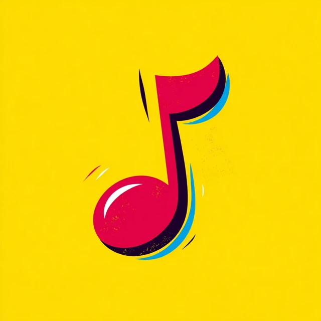 Colorful Musical Note Logo on Youthful Background