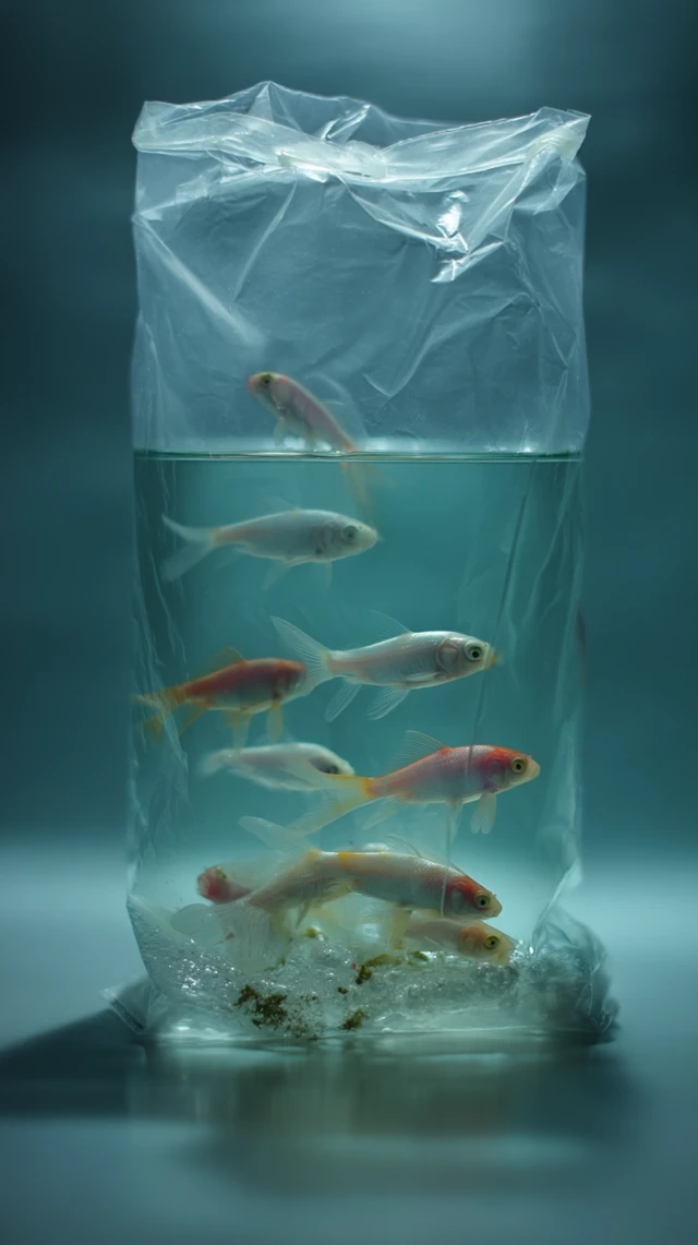 Fish in Plastic Bag Underwater Aquarium Art