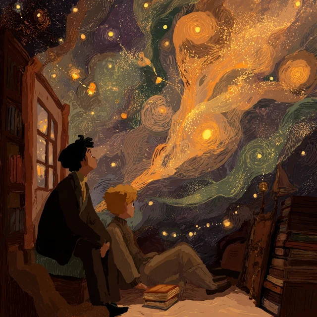 Stargazing Illustration Friends Looking Up