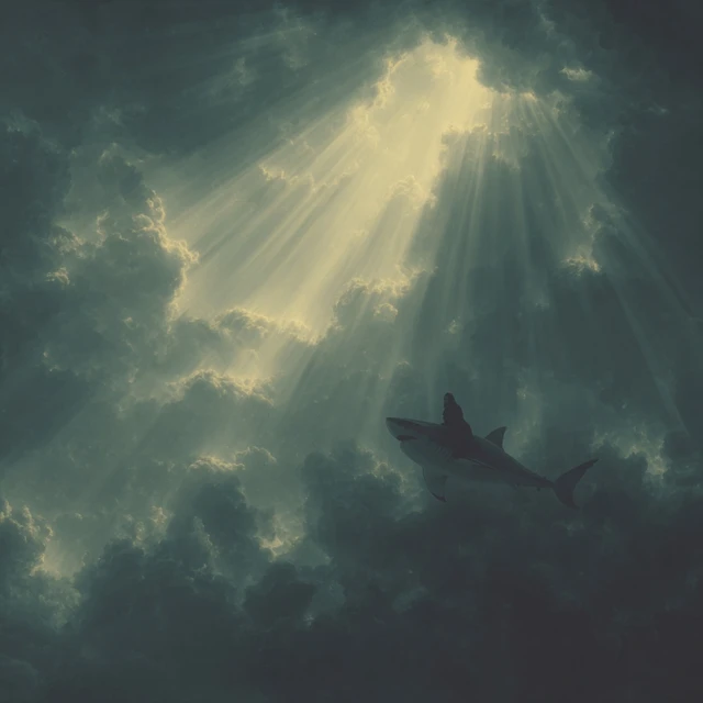 Ozzy Osbourne Riding a Shark to Heaven Art