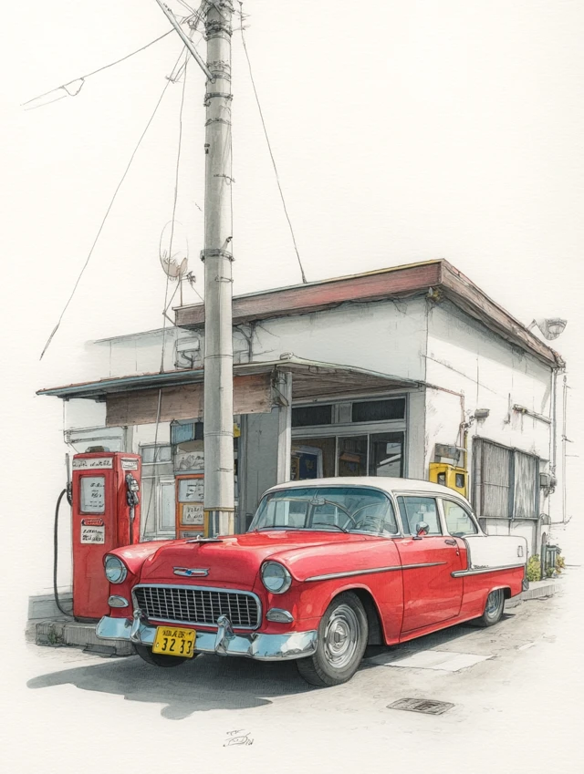 1955 Chevy Bel Air Illustration Katsuhiro Otomo Style