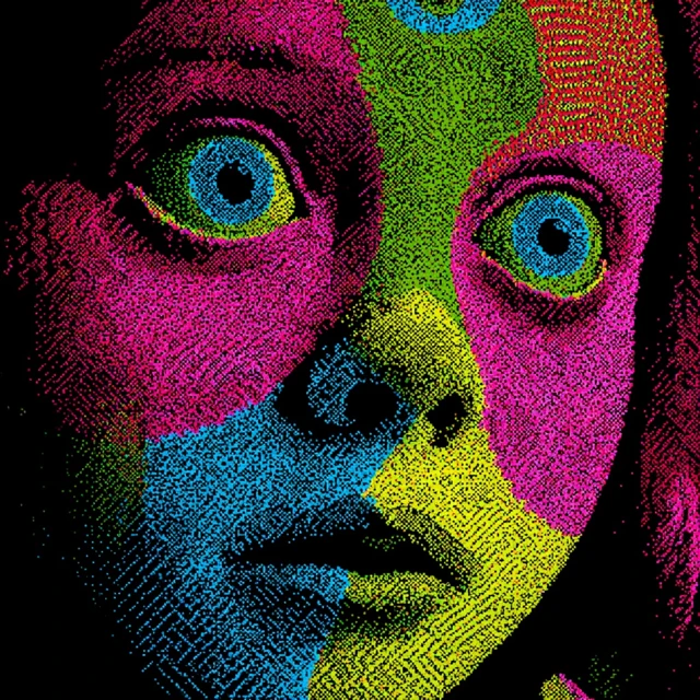 Exorcist Girl Illustration Pointillism Art