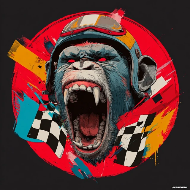 Screaming Baboon Head Graphic Art