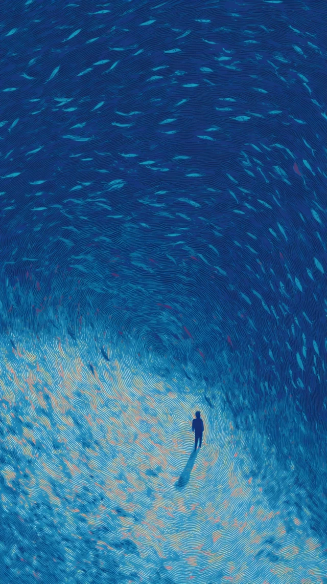 Ocean Swirl of Fish Dreamy Underwater Art