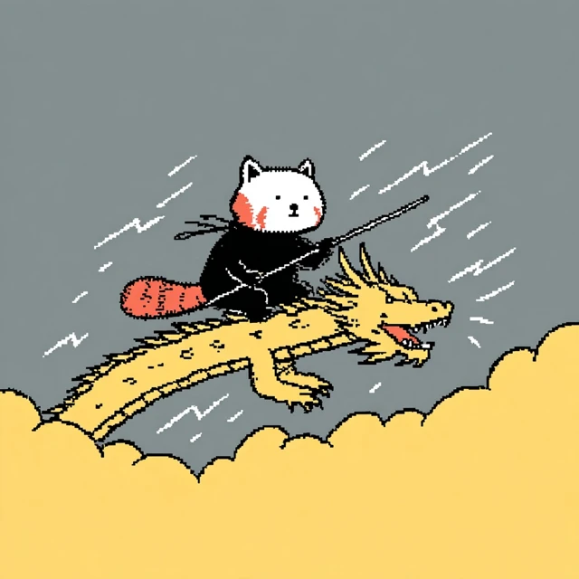 Red Panda Dragon Rider Fantasy Art