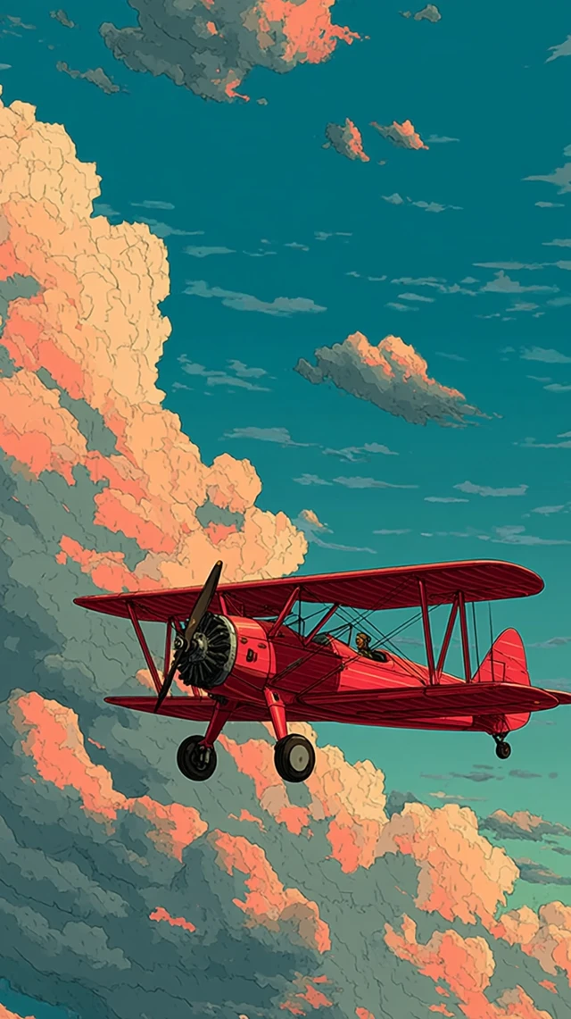 Cartoon Plane Wallpaper Sky Clouds