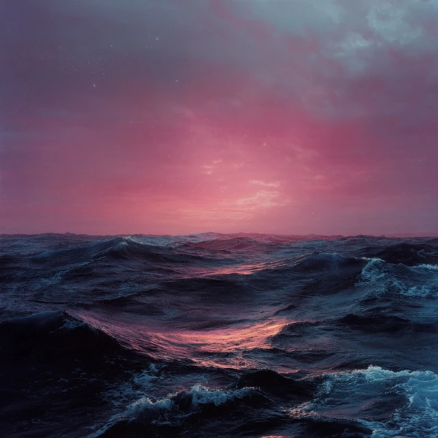 Black Ocean Pink Sunset Album Cover Art