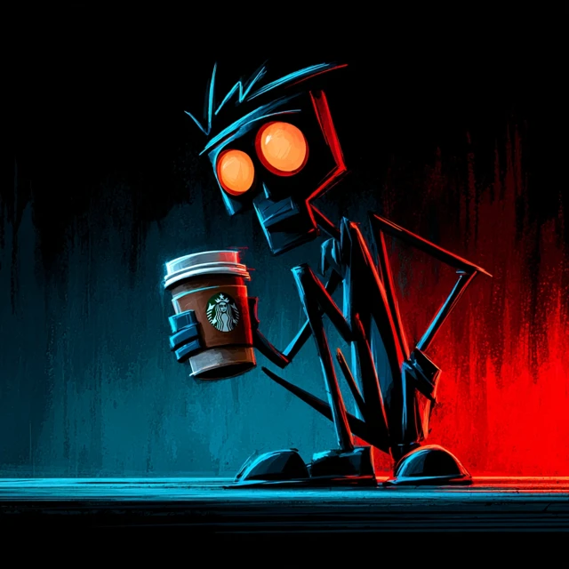 Cyber Character with Coffee 3D Animation