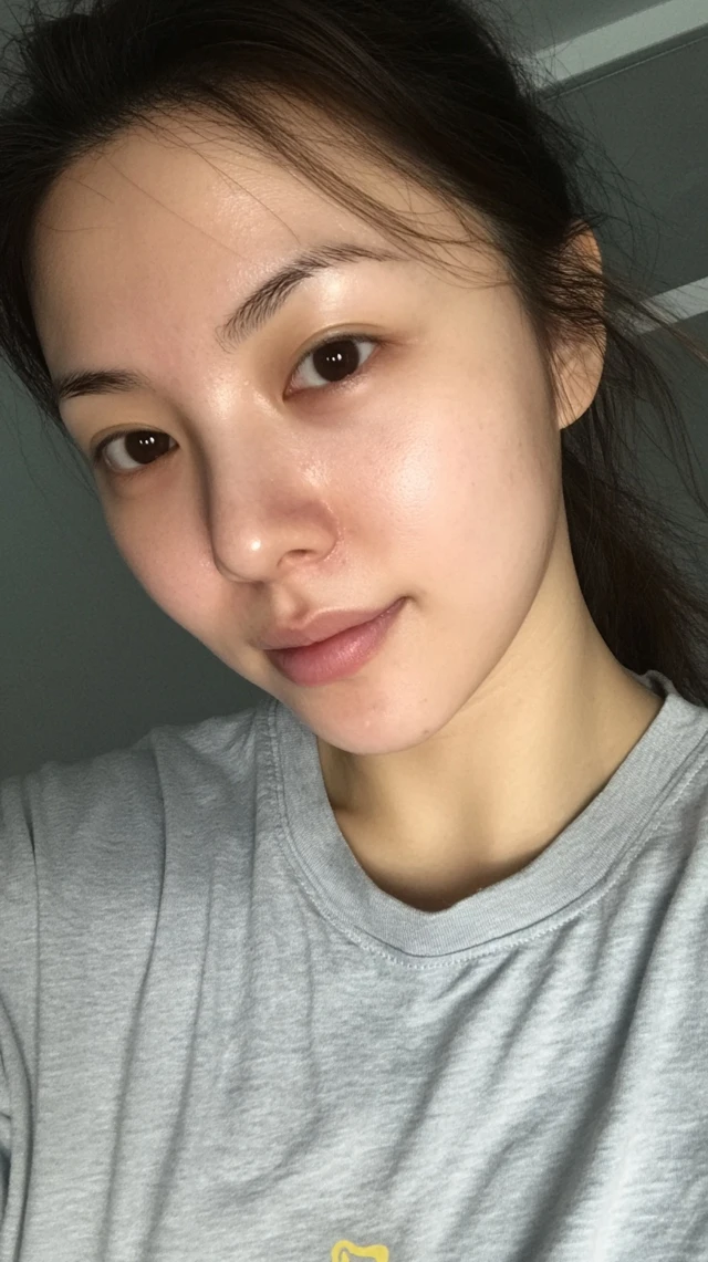 Natural Beauty Chinese Woman Makeup Free Selfie