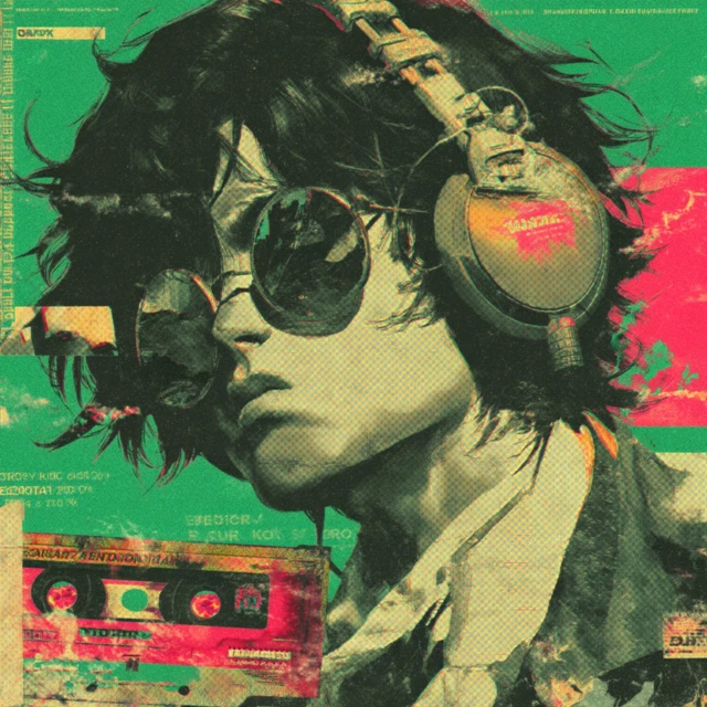 Anime Album Art Green Haired Girl With Headphones