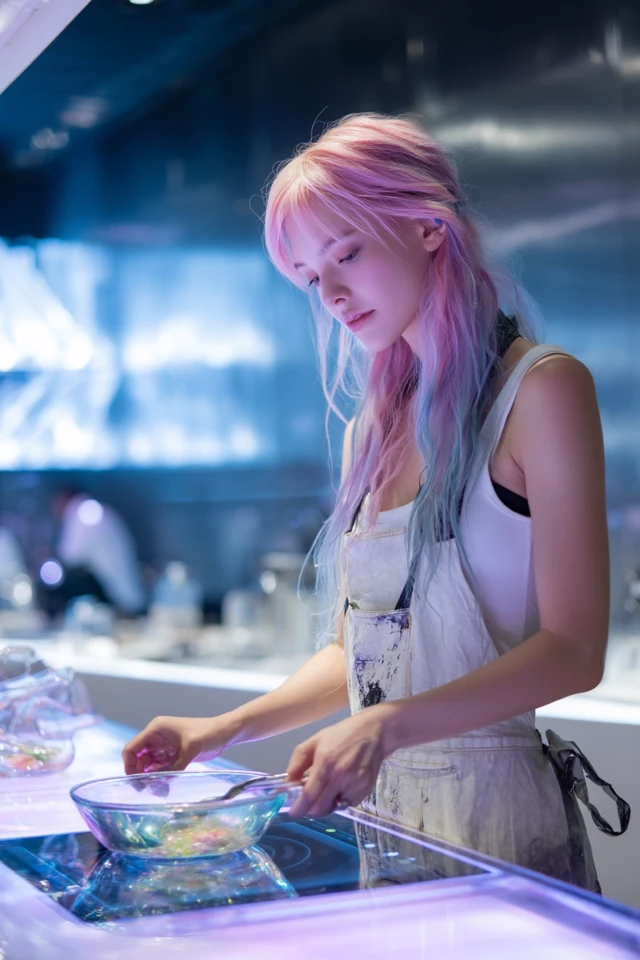 Futuristic Chef in a Stylish Kitchen