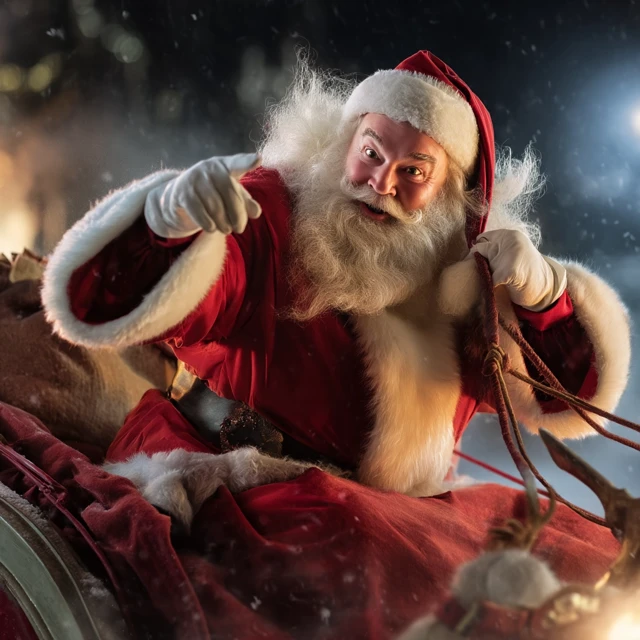 Santa Claus in Sleigh Christmas Photography