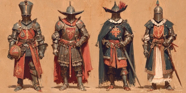 Medieval Knights in Detailed Armor Designs