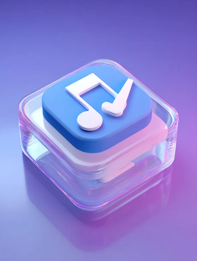 Music Icon 3D Illustration with Holographic Effect
