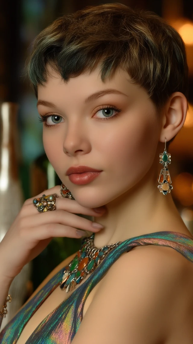 Sapphic Beauty in Rembrandt Lighting Poster Photo