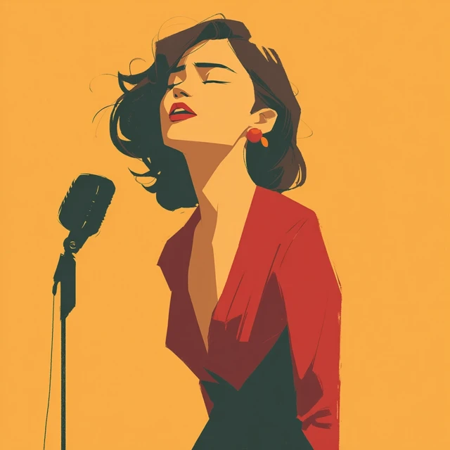 Female Jazz Singer Illustration Art Deco Style