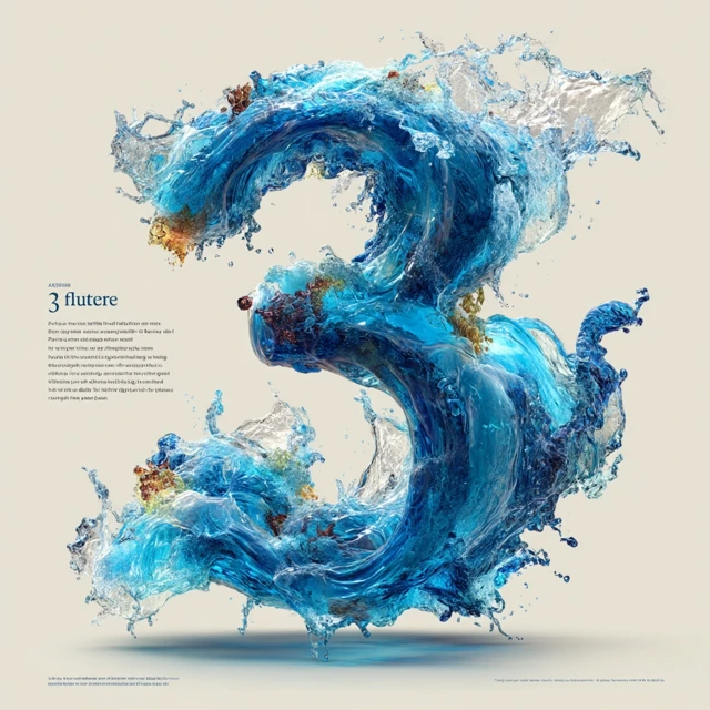 Water Art Liquid Number 3 Fluid and Dynamic Design