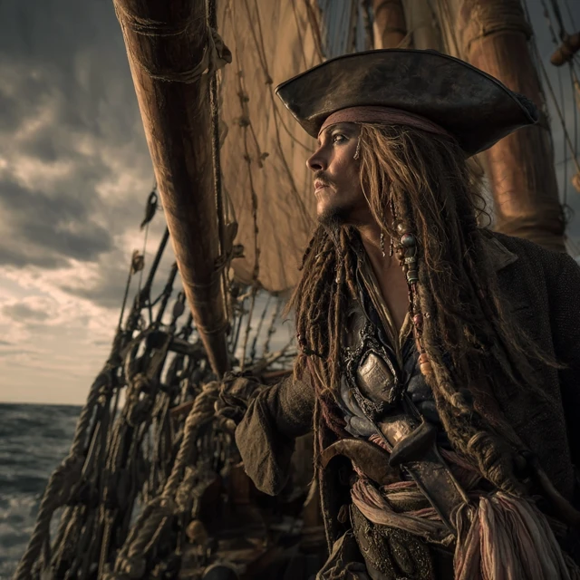 Pirate Captain at Sea Photorealistic Image