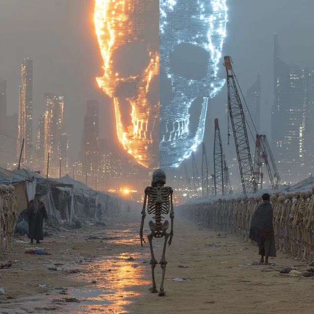 Futuristic City Contrast NEOM Megacity Cyberpunk Scene