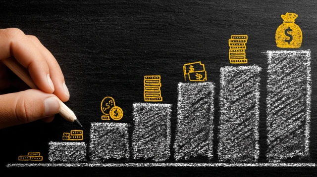 Financial Staircase Chalkboard Illustration