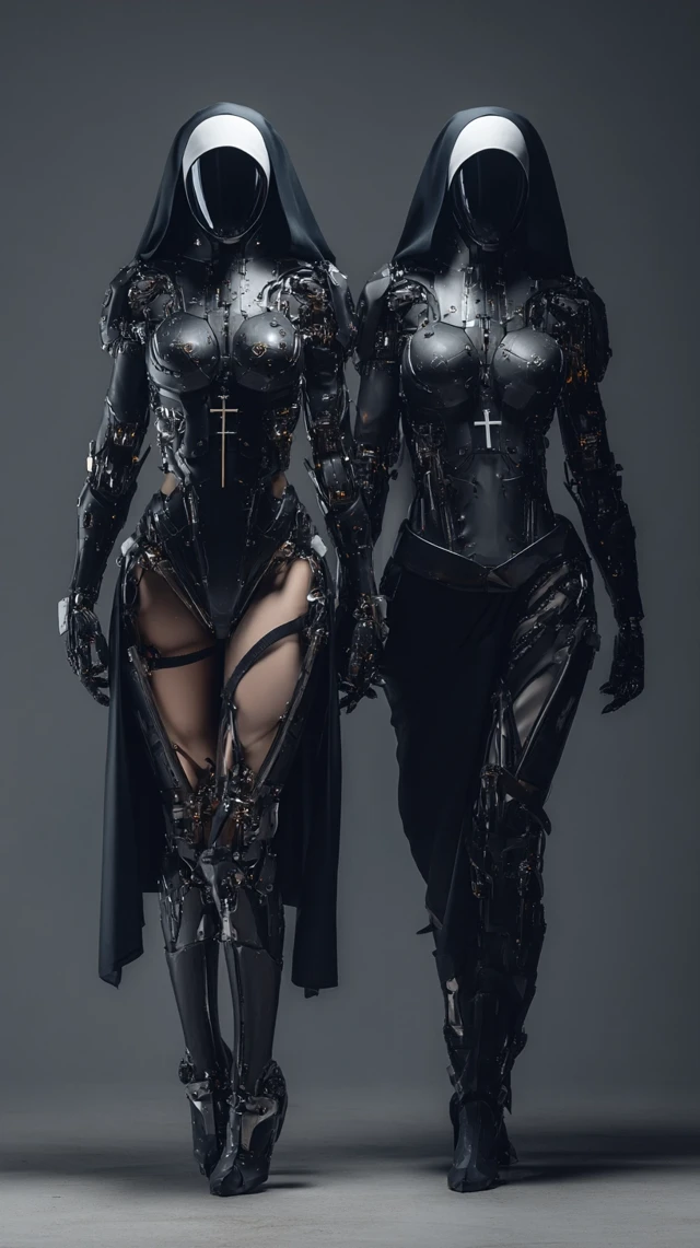 Cyberpunk Battle Nuns: Cyborgs in Black Gear