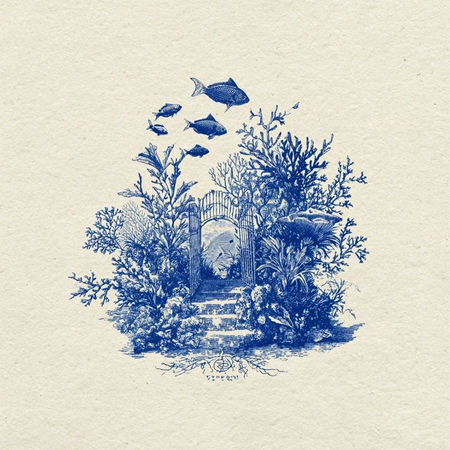 Underwater Gate Illustration Vintage Style
