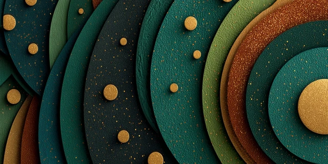 Abstract Green Swirl Design with Gold Sparkles
