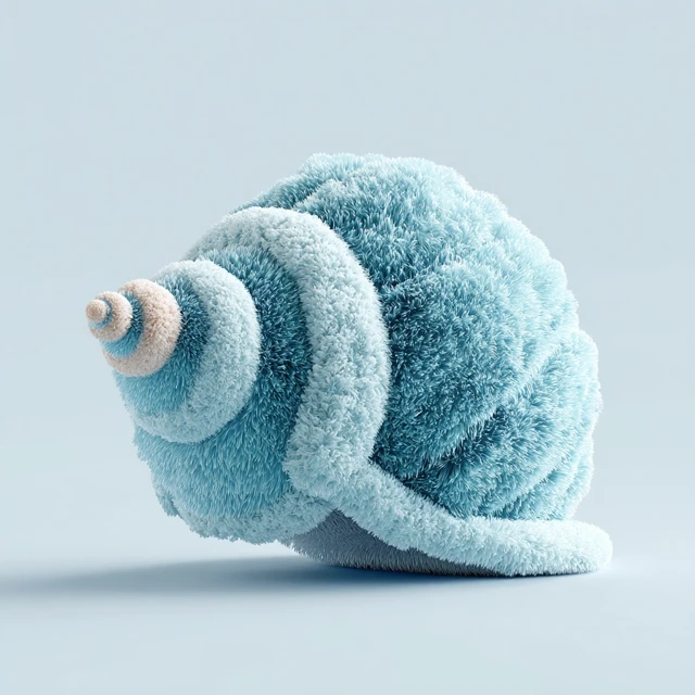 Fluffy Plush Conch Shell Illustration 3D Render