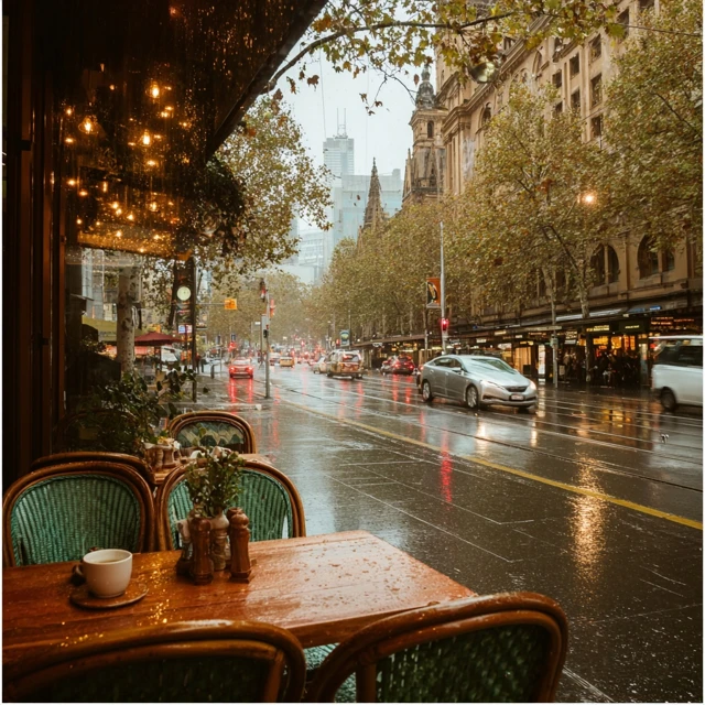 Melbourne Coffee Shop Collins Street Winter Day