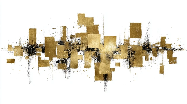 Abstract Gold Geometric Line Art on White Background