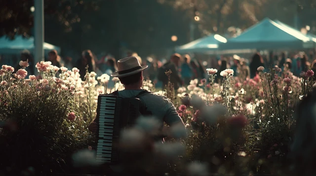 Street Musician Plays Accordion Festival de las Flores