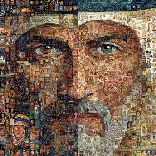 Arabian Mosaic Face Art Made of Many Faces