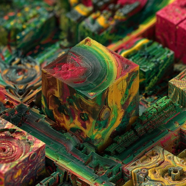 Abstract Fractal Cubes Digital Art Aerial View