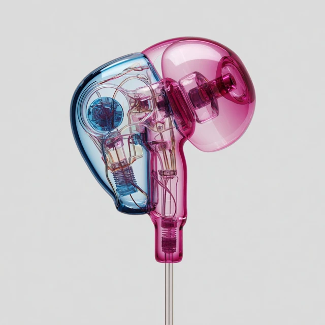 Transparent Earphones Xray Artistic Anatomical Illustration
